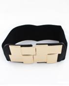 Romwe Black Metal Embellished Elastic Belt