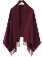 Romwe Fringe Burgundy Scarf