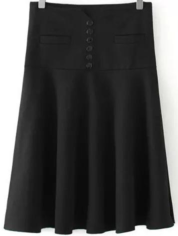 Romwe High Waist Buttons Skirt