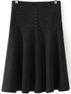Romwe High Waist Buttons Skirt