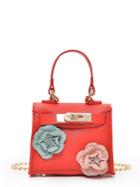 Romwe Flower Embellished Twistlock Chain Bag