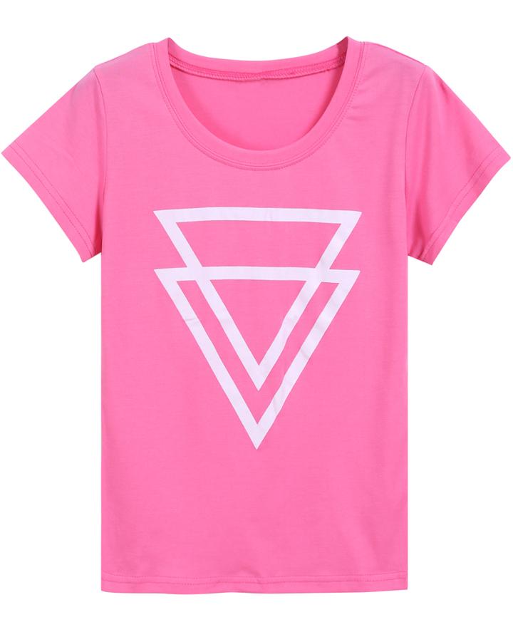 Romwe Round Neck Triangle Print T-shirt