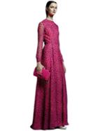 Romwe Leopard Long Sleeve Maxi Chiffon Dress