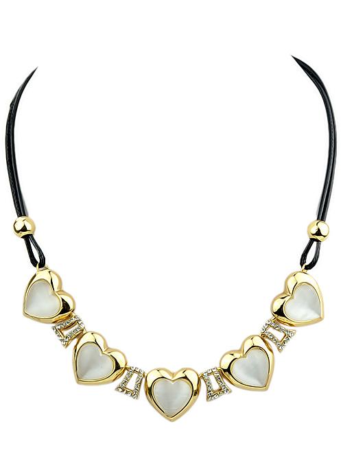 Romwe Gold Heart Diamond Necklace