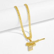 Romwe Men Gun Pendant Chain Necklace