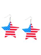 Romwe Multicolor Star Shaped American Flag Drop Earrings