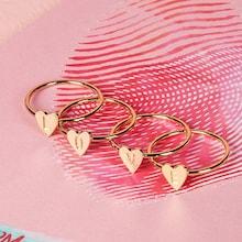 Romwe Heart Design Letter Engraved Ring Set 4pcs