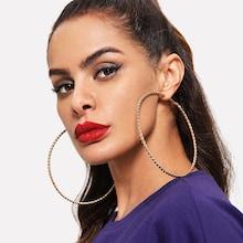 Romwe Spiral Design Oversize Hoop Earrings