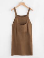 Romwe Pocket Front Knit Pinafore Dress