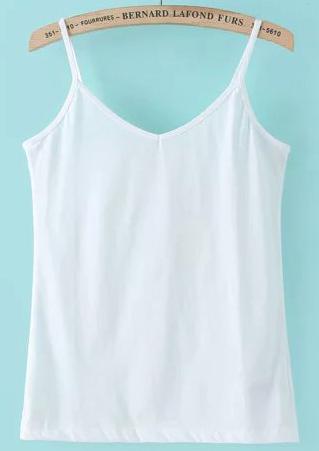 Romwe White Spaghetti Strap Slim Cami Top