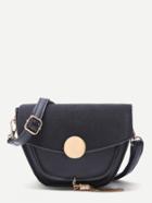 Romwe Black Pu And Suede Tassel Trim  Flap Crossbody Bag