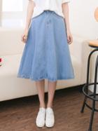 Romwe A-line Midi Denim Skirt