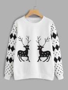 Romwe Elk Print Sweatshirt