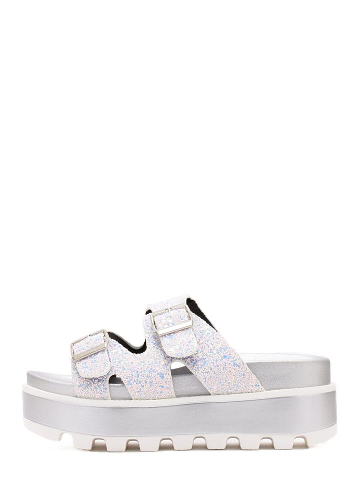Romwe White Peep Toe Thick-soled Wedges