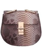 Romwe Coffee Snakeskin Printing Chain Bag