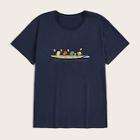 Romwe Guys Duck & Letter Print Tee