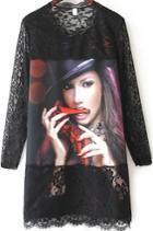 Romwe Shoes Beauty Print Lace Dress