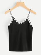Romwe Flower Lace Trim Cami Top