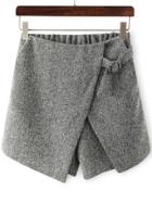Romwe Elastic Waist Wraped Grey Shorts