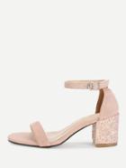 Romwe Glitter Heeled Two Part Sandals