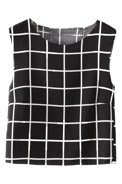 Romwe Check Blackless Black Vest