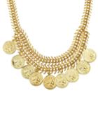 Romwe Gold Hanging Coin Necklace