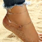 Romwe Butterfly Detail Layered Anklet Chain