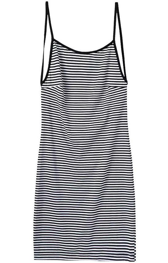 Romwe Spaghetti Strap Backless Striped Bodycon Dress
