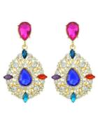 Romwe Elegant Style Colored Rhinestone Earrings For Women