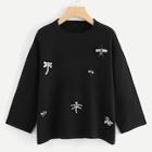 Romwe 3d Dragonfly Applique Sweater