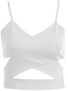Romwe Cut-out Strap Cami Top-white
