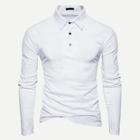 Romwe Men Cut And Sew Solid Polo Shirt