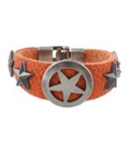 Romwe Orange Punk Star Pu Leather Wrap Bracelet
