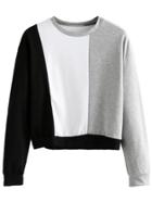 Romwe Color Block Crop Sweatshirt