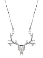 Romwe Silver Deer Head Statement Necklace