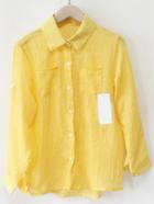 Romwe Laple With Pockets Yellow Blouse