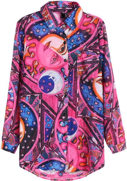 Romwe Abstract Print Loose Blouse