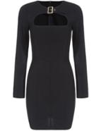 Romwe Long Sleeve Open Front Buckle Dress
