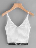 Romwe Letter Tape Detailed Knit Cami Top
