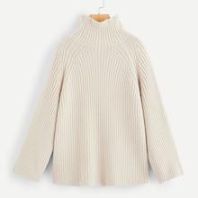 Romwe Plus Raglan Sleeve High-neck Sweater