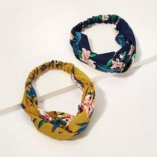 Romwe Floral Twist Elastic Headband 2pack
