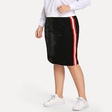 Romwe Plus Contrast Taped Side Skirt