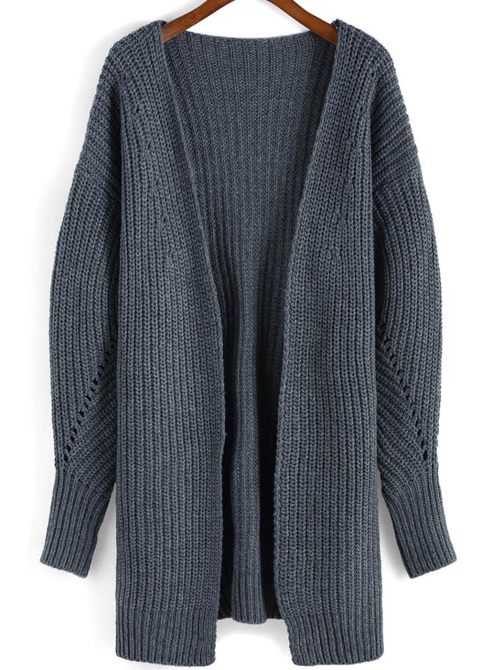 Romwe Long Sleeve Hollow Loose Coat