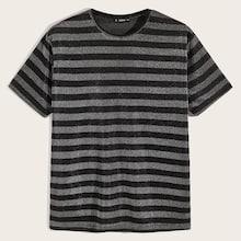 Romwe Guys Striped Glitter Top