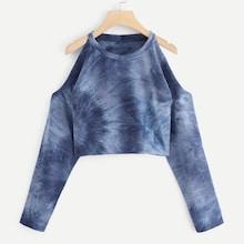 Romwe Open Shoulder Tie Dye Tee