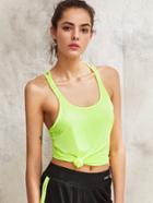 Romwe Knot Side Crisscross Back Sports Top