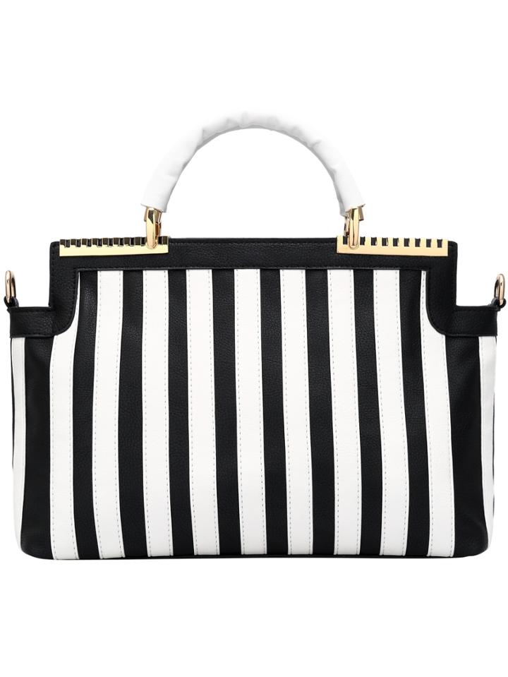 Romwe Color-block Striped Pu Bag