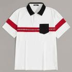 Romwe Guys Pocket Patched Color Block Polo Shirt