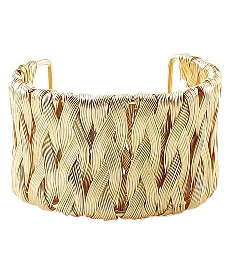 Romwe Weave Gold Cuff Bracelet