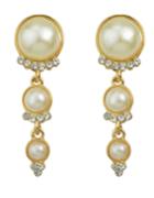 Romwe White Long Hanging Pearl Earrings